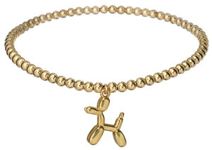 "BALLON DOG" Charm Gold Filled Ball Bead Bracelet
