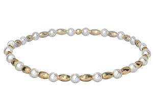 "CARRIE" 14k gold-filled oval & pearl beaded bracelet