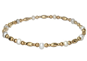 "MADDI" 14k gold-filled oval & pearl beaded bracelet