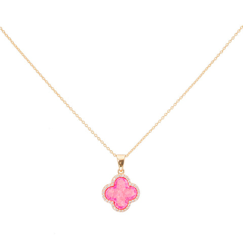 CLOVER CZ PAVE NECKLACE - SMALL