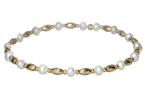 "TERRI" 14k gold-filled oval & pearl beaded bracelet
