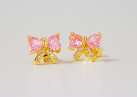 SCARLETT Pink Bow Stud Earrings