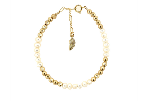 "ANNA" 14k gold-filled & pearl beaded bracelet
