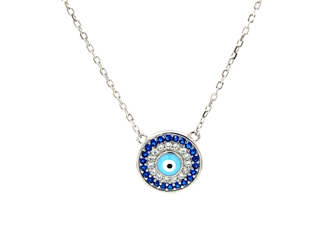 Evil Eye "HESTIA" Sapphire CZ Necklace