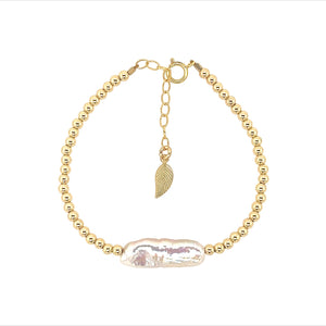 "CHRISHELL" 14k gold-filled Pearls beaded bracelet