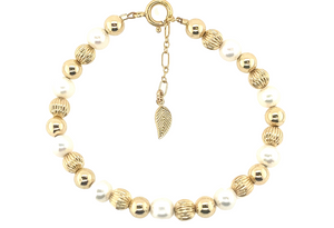 "CIAO" 14k gold-filled & pearl beaded bracelet