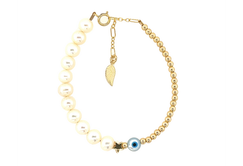 "HEIDI" 14k gold-filled & pearl beaded bracelet