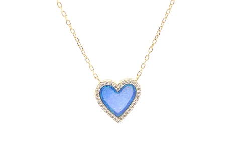 Heart Opal CZ Necklace