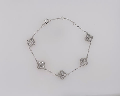 "Timeless" Small 5 Double Sided Clover Pave Bracelet