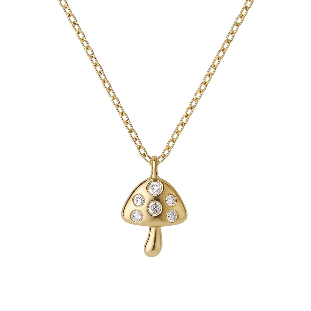3D Mushroom | Gold Plated Necklace - Bara Boheme
