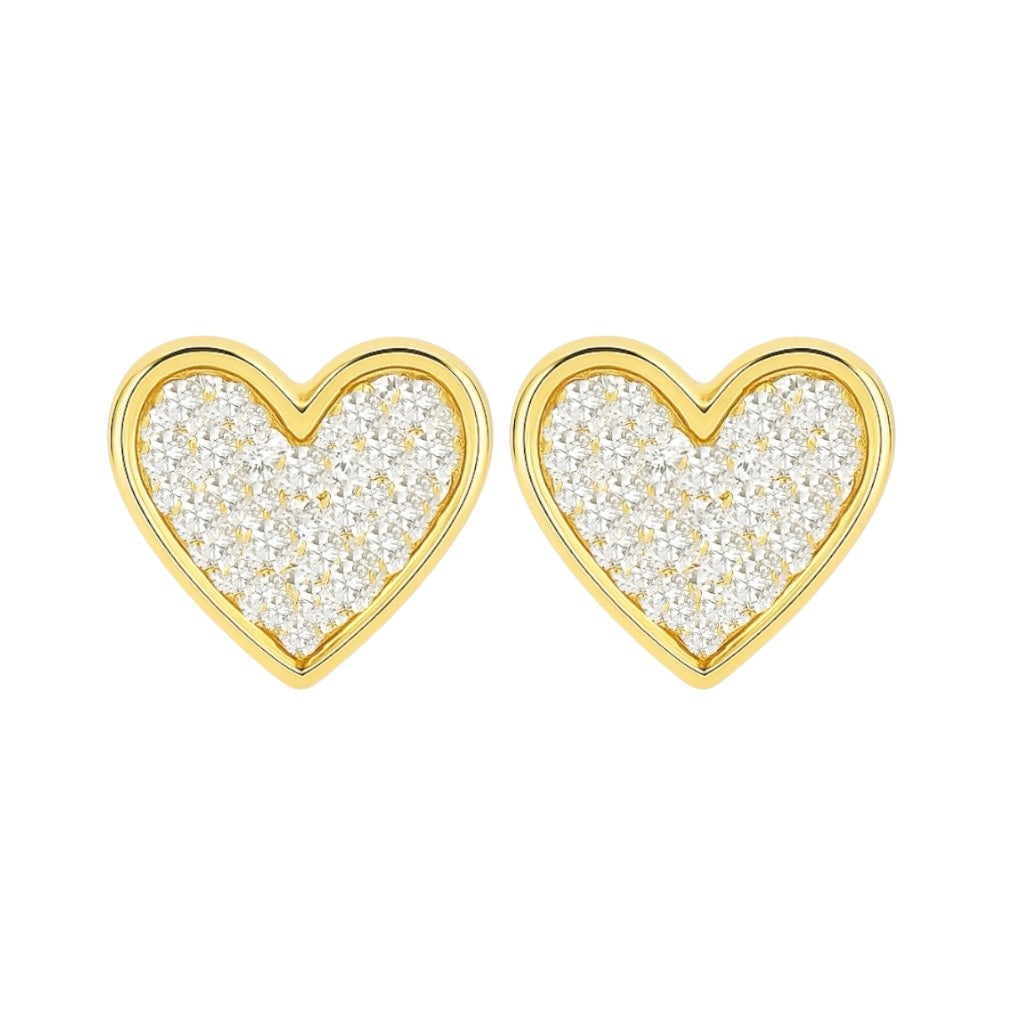 Heart | 3D Pave Stud Earrings