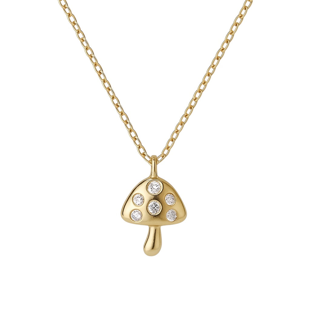 3D Mushroom | Gold Plated Necklace