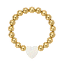 SMALL OPAL HEART | Charm on 3mm Beads Stretchy Ring