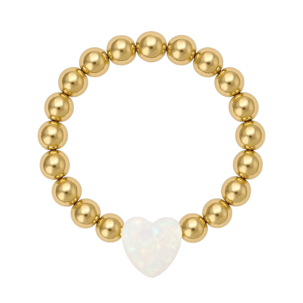 Opal Heart | Beaded Stretchy Ring