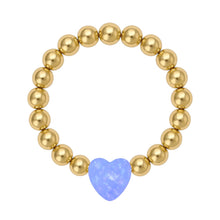 SMALL OPAL HEART | Charm on 3mm Beads Stretchy Ring