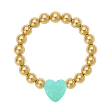 SMALL OPAL HEART | Charm on 3mm Beads Stretchy Ring
