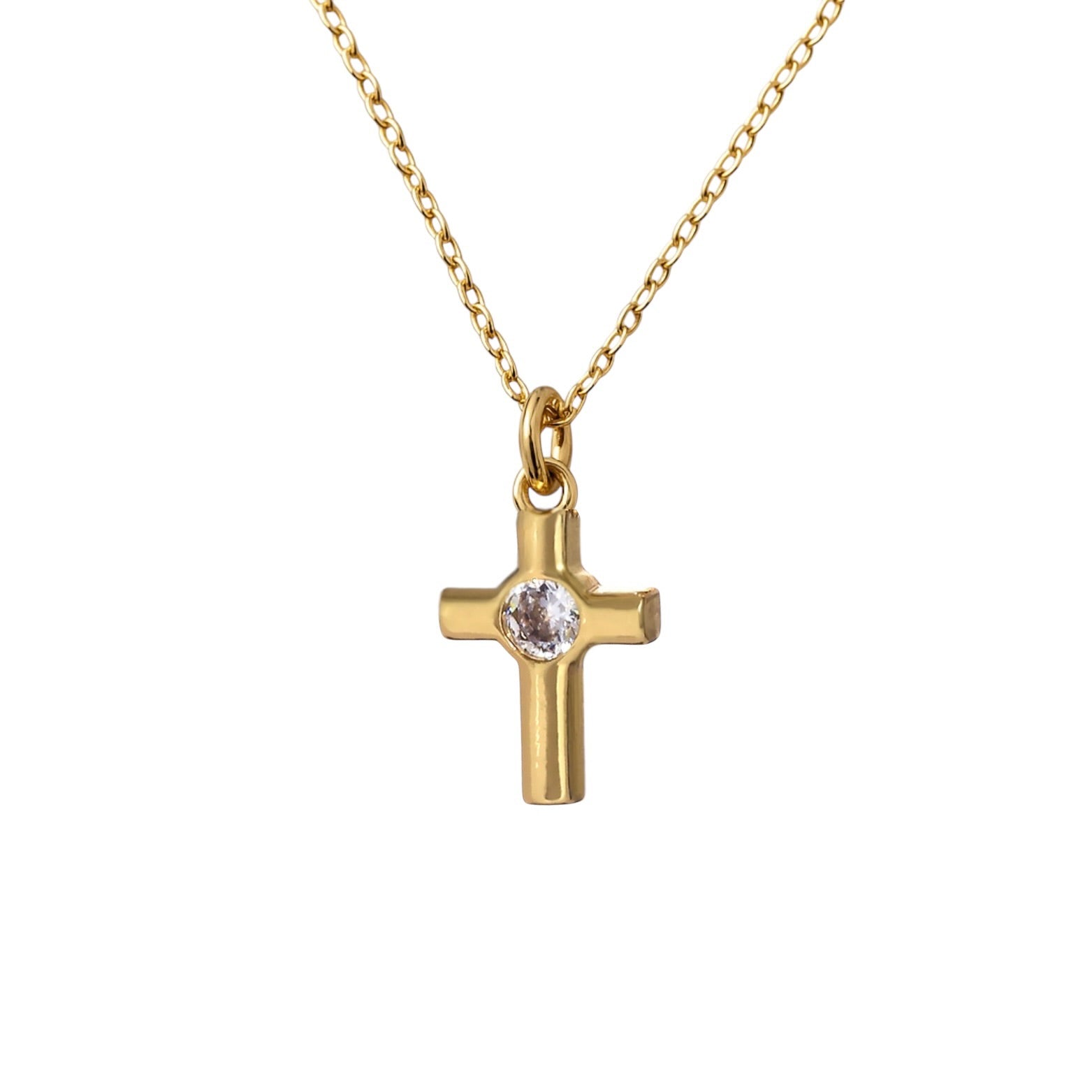 GRACE CROSS | Water-resistant Charm in a Gold filled Chain Necklace by