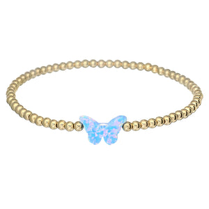 Kids Bracelet | "Butterfly" Opal Charm with Tarnish-Free Ball Beads