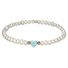 "OPAL HEART + FWP" Small Charm and Freshwater Pearls Bracelet