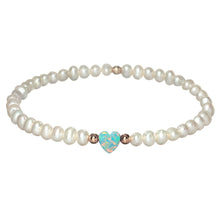 "OPAL HEART + FWP" Small Charm and Freshwater Pearls Bracelet