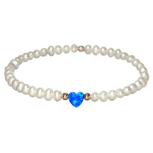 "OPAL HEART + FWP" Small Charm and Freshwater Pearls Bracelet