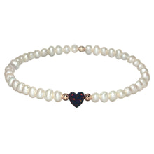 "OPAL HEART + FWP" Small Charm and Freshwater Pearls Bracelet