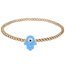 "HAMSA" Opal Charm and Gold Filled Ball Beaded Bracelet