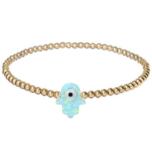 "HAMSA" Opal Charm and Gold Filled Ball Beaded Bracelet