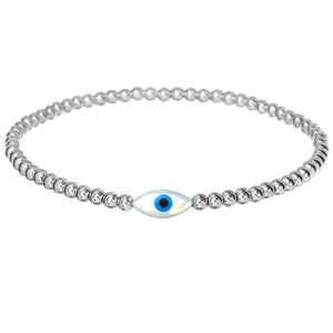 "SINGLE OVAL EVIL EYE" Opal Charm Bracelet