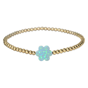 "FLOWER" Opal Charm and Gold Filled Ball Beaded Bracelet