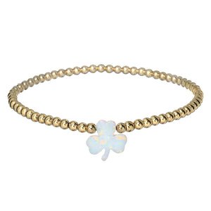 "SHAMROCK" Opal Charm and Gold Filled Ball Beaded Bracelet