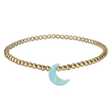 "MOON" Opal Charm and Gold Filled Ball Beaded Bracelet