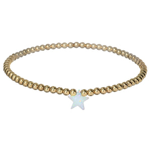 "STAR" Opal Charm and Gold Filled Ball Beaded Bracelet