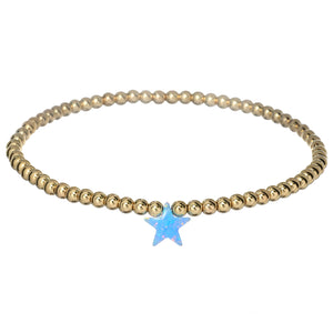 "STAR" Opal Charm and Gold Filled Ball Beaded Bracelet