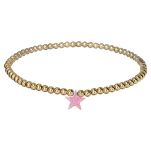 "STAR" Opal Charm and Gold Filled Ball Beaded Bracelet