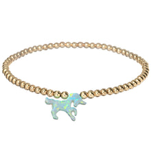 "UNICORN" Opal Charm and Gold Filled Ball Beaded Bracelet