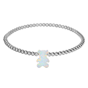 "TEDDY BEAR" Opal Charm with Tarnish-Free Ball Beads