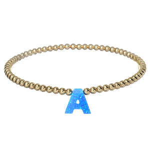 A-M OPAL INITIALS | Charm with 14K Gold Filled Beads Bracelet
