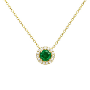 HALO EMERALD SOLITAIRE  Necklace