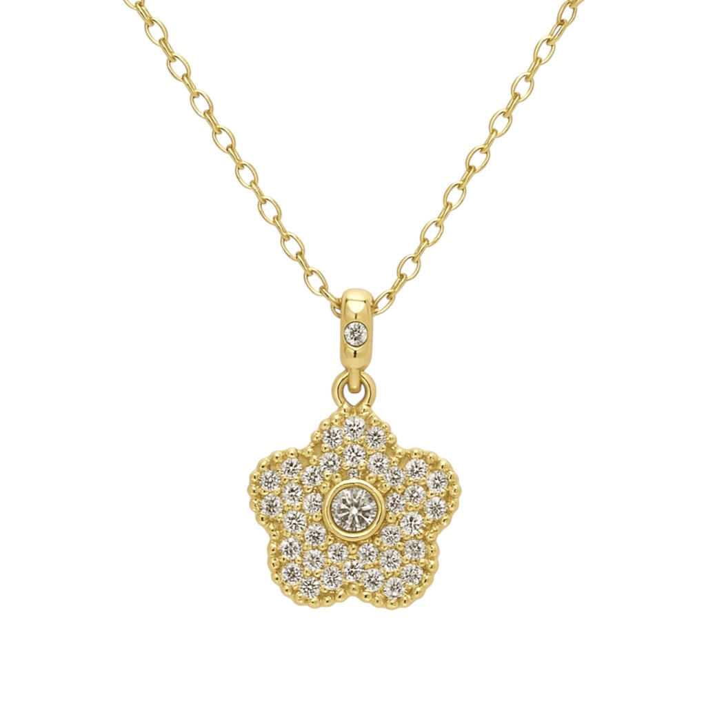 5 Leaf | Pave Flower Necklace