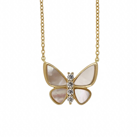 AVERY | MOP and Cubic Zirconia Butterfly Charm Necklace