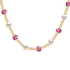Necklace with pearls and pink porcelain beads on a white background