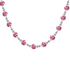 Necklace with pink porcelain beads and silver accents on a white background