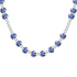 Necklace with blue porcelain beads on a white background