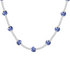 Necklace with blue porcelain bead pattern on a white background
