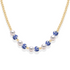 Necklace with pearls and blue porcelain beads on a white background