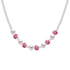 Necklace with pink porcelain beads and silver beads on a white background