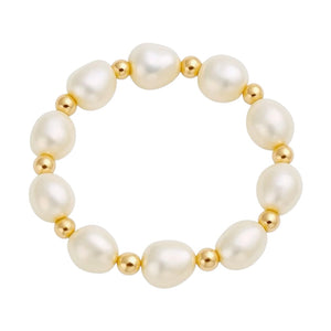 Amelia Beaded Stretchy Ring with Pearls