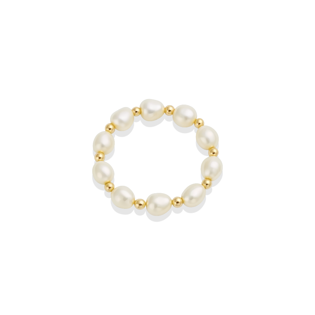 Amelia | Beaded Stretchy Ring with Pearls