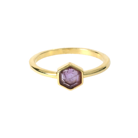 AMETHYST Gemstone Hexagon Ring